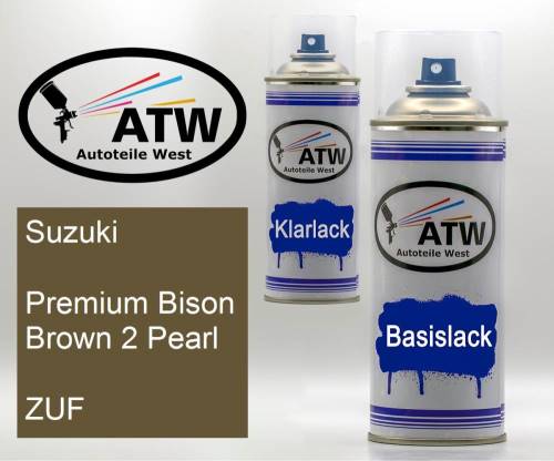 Suzuki, Premium Bison Brown 2 Pearl, ZUF: 400ml Sprühdose + 400ml Klarlack - Set, von ATW Autoteile West.